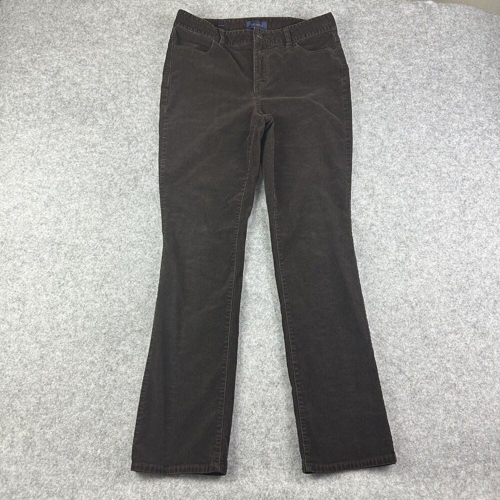 Talbots Heritage Corduroy Pants Womens 10 Brown Straight 5 Pocket Stretch Boho